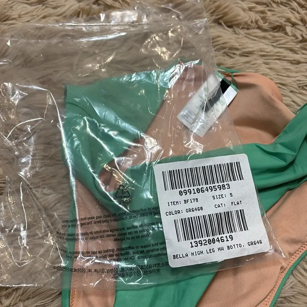 J Crew green bella high leg high waisted bottom size SM new